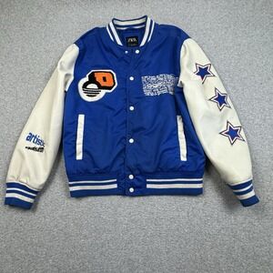 Zara Man Varsity‎ Jacket Bomber Coat Medium Artistic Equalization Retro Band